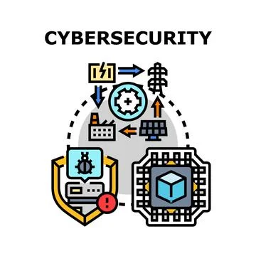 Cybersecurity concept protecting digital data and system Illustrazione stock