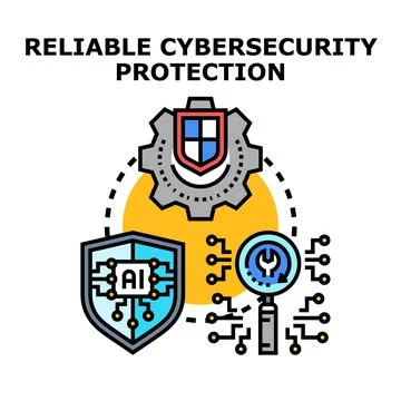 Cybersecurity concept protecting digital data with ai technology Illustrazione stock