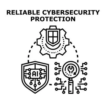 Cybersecurity concept protecting digital data with ai technology Illustrazione stock