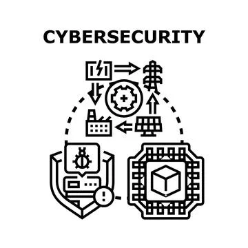 Cybersecurity concept protecting digital data and system Stock Illustration