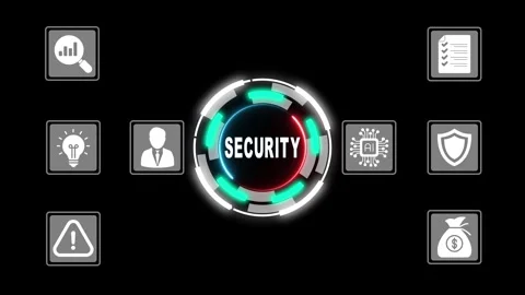 Cybersecurity concept with s e c u r i t y button and on black background p.. 動画素材 331566628