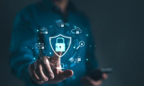 Cybersecurity concept. secure encryption, information access breach, Stock Photos