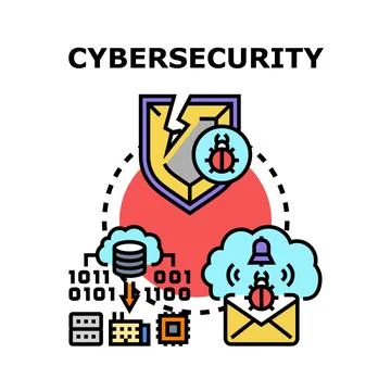 Cybersecurity concept showing data protection against viral attacks Stockillustratie