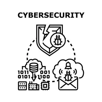 Cybersecurity concept showing data protection against viral attacks イラスト素材