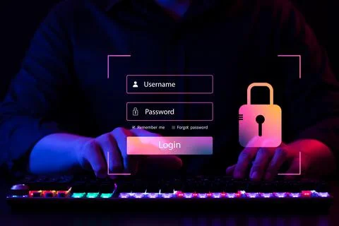 Cybersecurity concept, user privacy security and encryption, secure internet  Foto stock