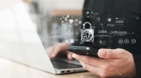 Cybersecurity concept, user privacy security and encryption, secure internet  Stock Photos