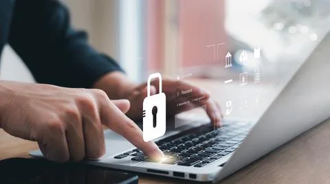 Cybersecurity concept, user privacy security and encryption, secure internet  Foto stock