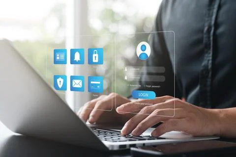 Cybersecurity concept, user privacy security and encryption, secure internet  Foto stock