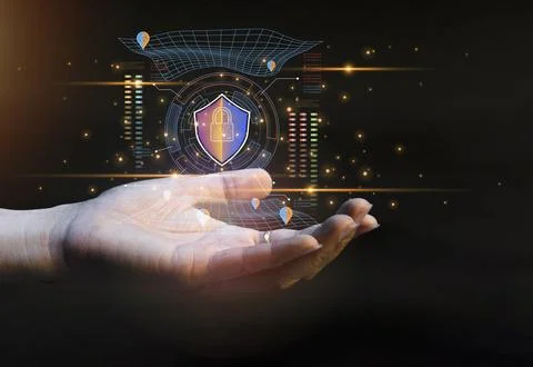 Cybersecurity concept, user privacy security and encryption, secure interne.. Foto stock