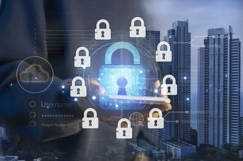 Cybersecurity concept, user privacy security and encryption, secure interne.. 스톡 사진