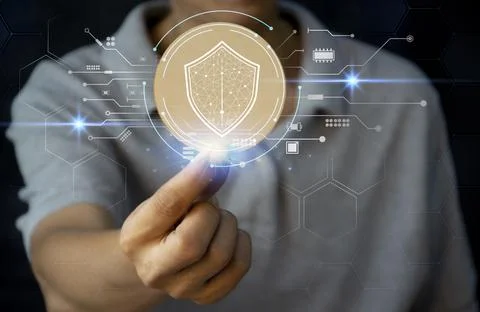 Cybersecurity concept, user privacy security and encryption, secure interne.. Foto stock