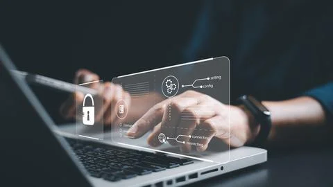 Cybersecurity concept, user privacy security and encryption, secure interne.. Foto stock