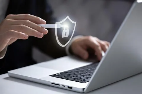 Cybersecurity concept, user privacy security, secure internet access, padlock. 写真素材