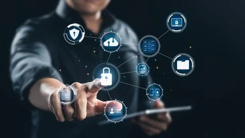 Cybersecurity concept, user privacy security and encryption, secure interne.. Stock Photos