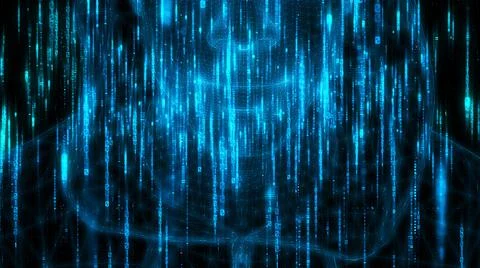 Cybersecurity concept.hacker hacking artificial neural network.String, data flow イラスト素材