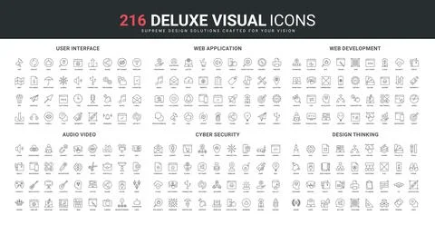 Cybersecurity, creative thinking of designer, audio and video, mobile app line Stock Illustration