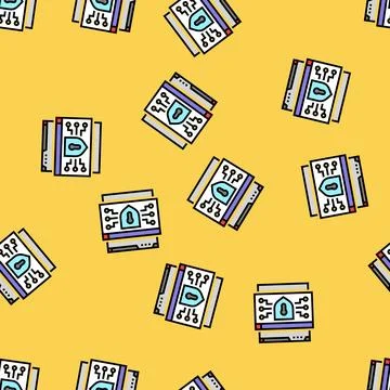 Cybersecurity cyberbullying vector seamless pattern Stock Illustration