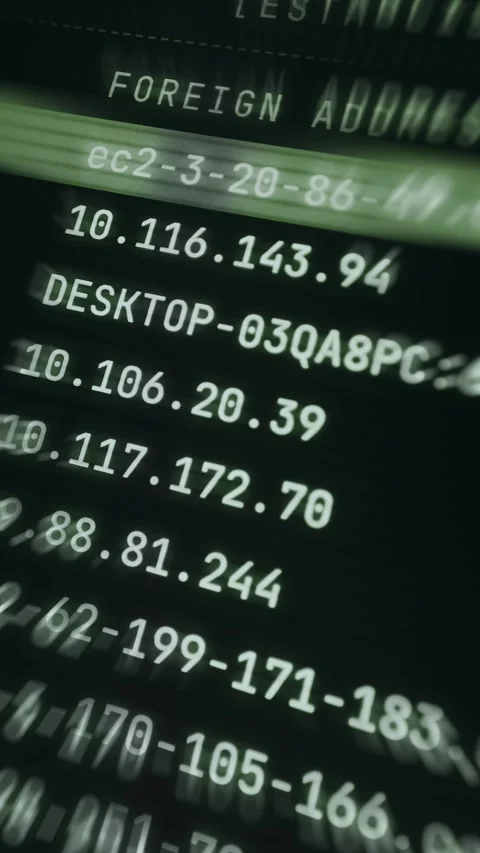 Cybersecurity dashboard displaying remote communication endpoints Stock Footage 335883231