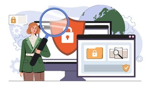 Cybersecurity data analysis concept. Vector illustration Stock Illustration