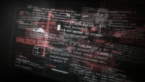 Cybersecurity Data Breach and Hacking Interface Animation Stock Footage 335571490
