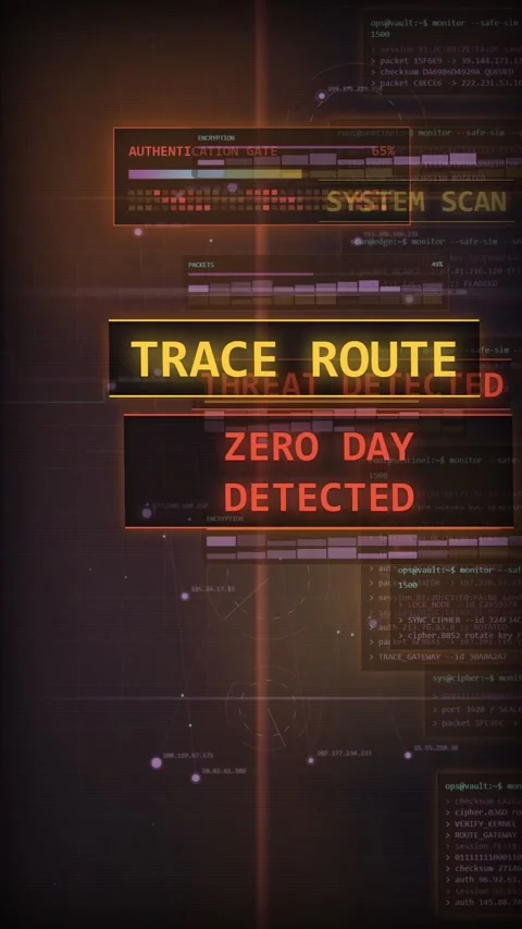 Cybersecurity Data Breach Detected HUD Digital Interface Stock Footage 335345722