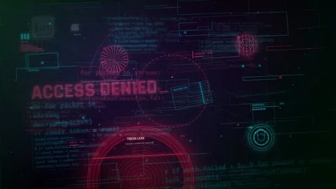 Cybersecurity Data Breach HUD Animation Access Denied Stock Footage 335573157