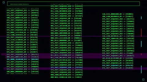 Cybersecurity data glitch showing critical system breach alert on digital Stock Footage 345100285
