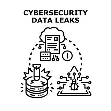 Cybersecurity data leaks concept illustrating various threats イラスト素材