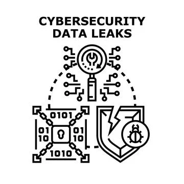 Cybersecurity data leaks concept illustrating online secure information Stock Illustration