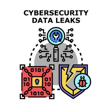 Cybersecurity data leaks concept illustrating online secure information Stock Illustration