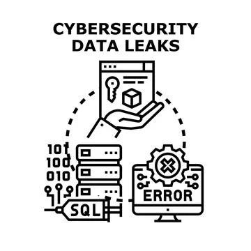 Cybersecurity data leaks concept with personal data breaching Illustrazione stock