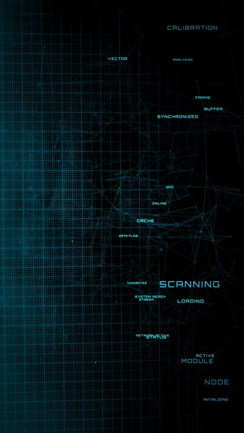 Cybersecurity Data Processing HUD Interface Vertical Animation Stock Footage 341439142