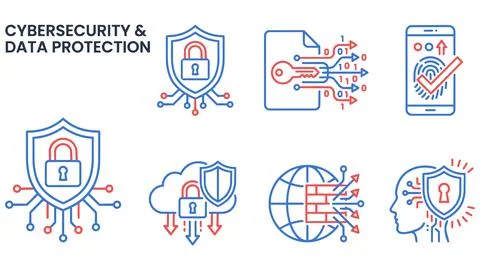 Cybersecurity data protection and secure information network infrastructure Stock Illustration
