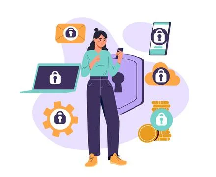 Cybersecurity data protection concept. Vector illustration Stockillustratie