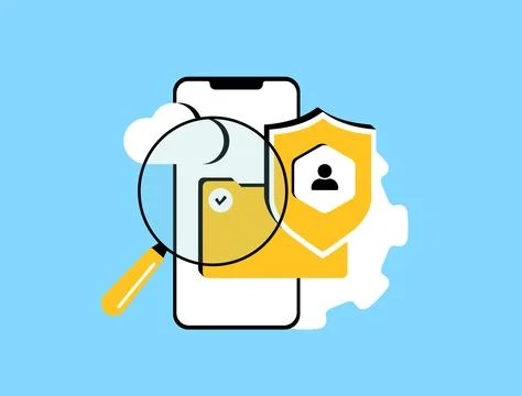 Cybersecurity data protection. Digital lock, shield icons and encrypted files Stock Illustration