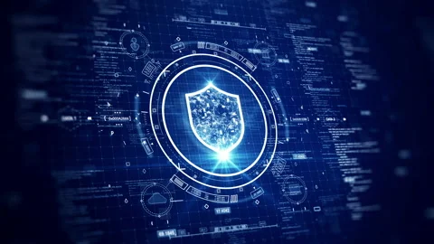 Cybersecurity data protection digital technology concept. The icons and polygons Stock Footage 212524460