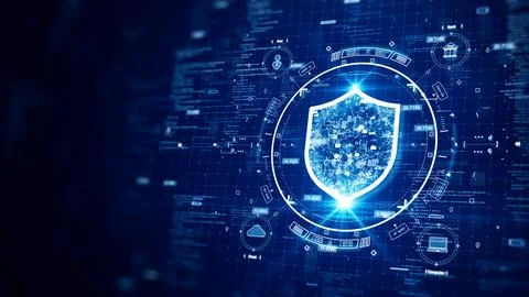 Cybersecurity data protection digital technology concept internet network con Illustrazione stock