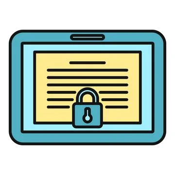 Cybersecurity data protection on tablet screen icon Illustrazione stock