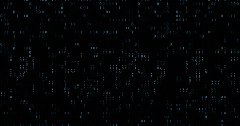 Cybersecurity, data transfer and futuristic binary code for AI testing on dark Stock Footage 284228060