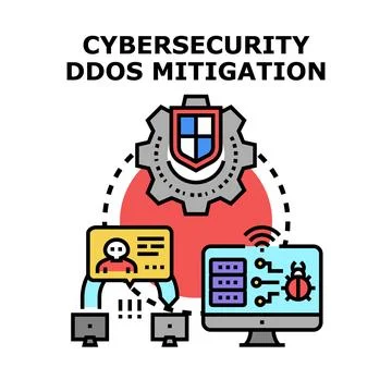 Cybersecurity ddos mitigation preventing network attack concept Stockillustratie