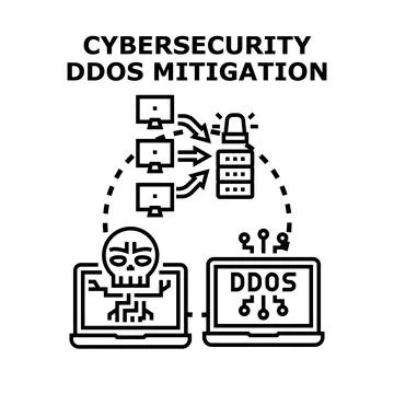 Cybersecurity ddos mitigation preventing network attack concept Illustration