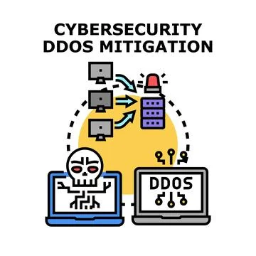 Cybersecurity ddos mitigation preventing network attack concept Illustration
