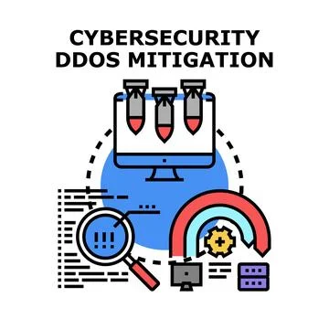 Cybersecurity ddos mitigation protecting digital infrastructure from attacks Stock Illustration