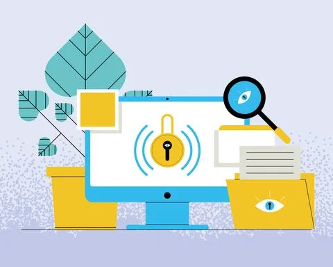 Cybersecurity in desktop Stock Illustration