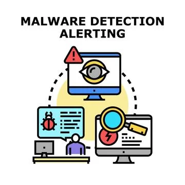Cybersecurity detecting digital threats and system alerting Stock Illustration
