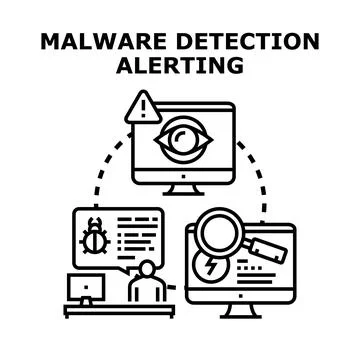 Cybersecurity detecting digital threats and system alerting Stock Illustration