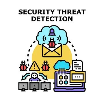 Cybersecurity detecting digital threats with network protection Stock Illustration