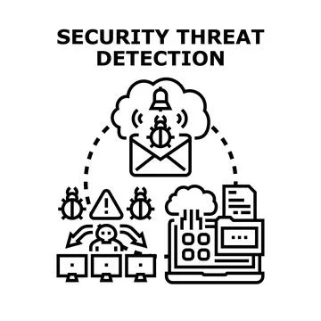 Cybersecurity detecting digital threats with network protection Stockillustratie