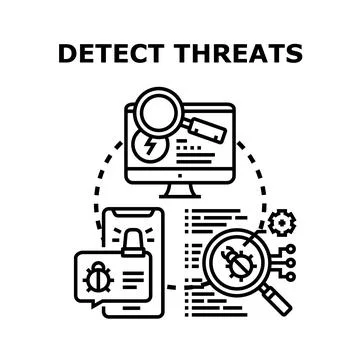 Cybersecurity detecting threats, data protection and internet security Stockillustratie