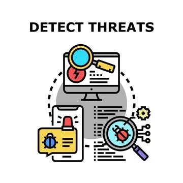 Cybersecurity detecting threats, data protection and internet security Stockillustratie